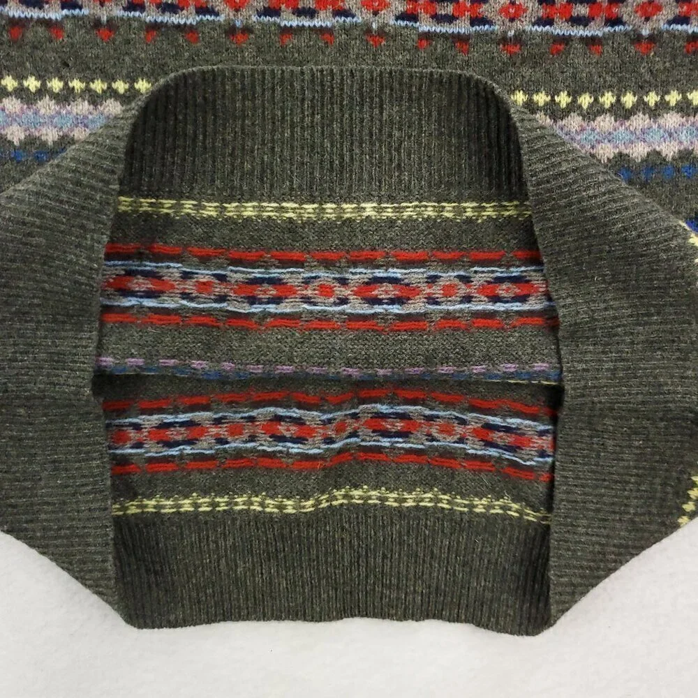 J. Crew Fair Isle Sweater 100% Lambswool Soft Multicolor Men's XL
